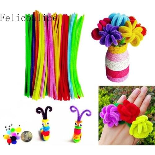 100pcs 6mm Chenille Stems Pipe Cleaners Children Kids Plush Educational Toy Crafts Colorful Pipe Cleaner Toys Handmade DIY Craft