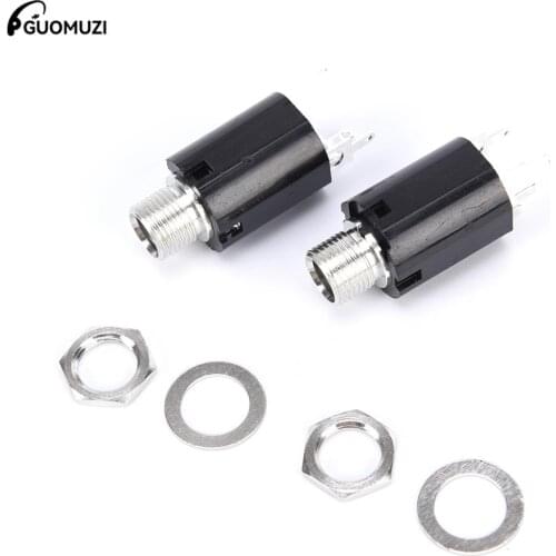 2 Pcs Guitar Endpin Jack 6.35 Input For Any Guitar EQ Pickup Output Black