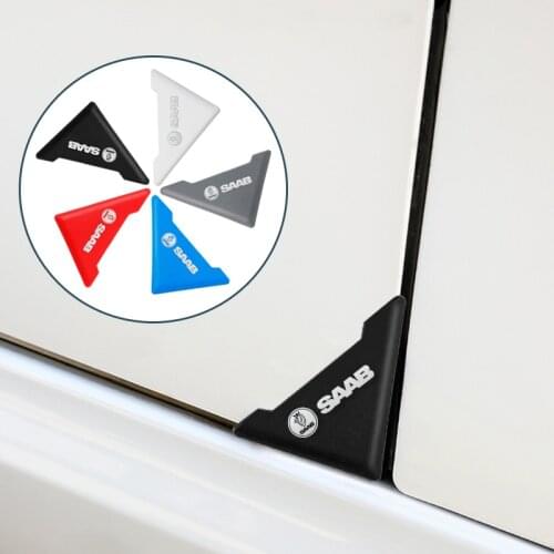 2 pieces of silicone door corner cover anti-collision scrape protector sticker for SAAB 9-3 9-5 93 900 9000 Emblem Car Styling