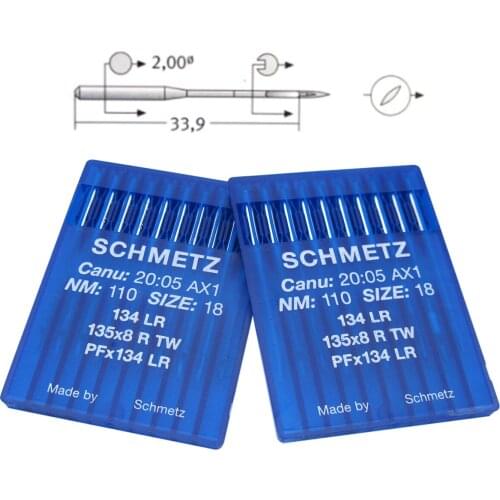 20PCS Schmetz Leather Point Industrial Sewing Machine Needles 134LR,PFX134LR