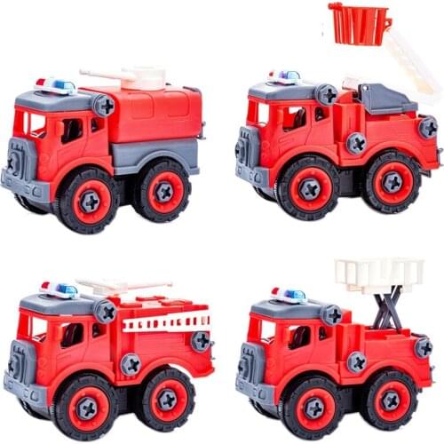4PCS DIY Assembling Fire Truck Baby Engineering Car Toy Children Screw Boy Creative Tool DIY Disassembly Vehicles Toys