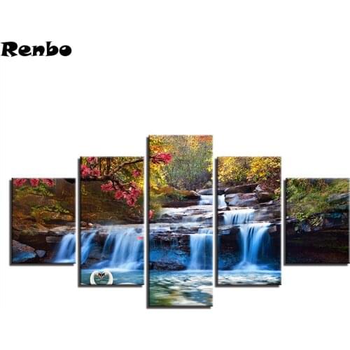 5d diy diamond painting Forest Lake Waterfall Scenery Cross Stitch full square drills Diamond embroidery 5 pcs/set mosaic decor