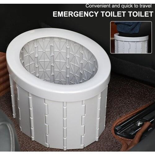 Car Portable Camping Toilet Folding Camping Potty Collapsible Travel Bucket Toilet Seat Trash Can for Car Travel Camping Hiking