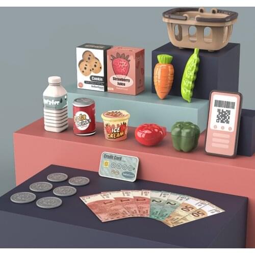 Childrens cash register Pretend Play Electronic Scan Swipe The Card Convenience Store Cashier Toys for Girls Toys