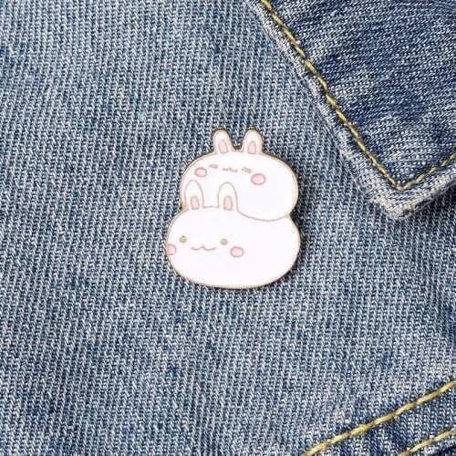 Fat Bunny Enamel Pins Custom Cute Stacked Rabbits Brooch Lapel Pin Shirt Bag Badge Cartoon Animal Jewelry Gift for Kids Friends