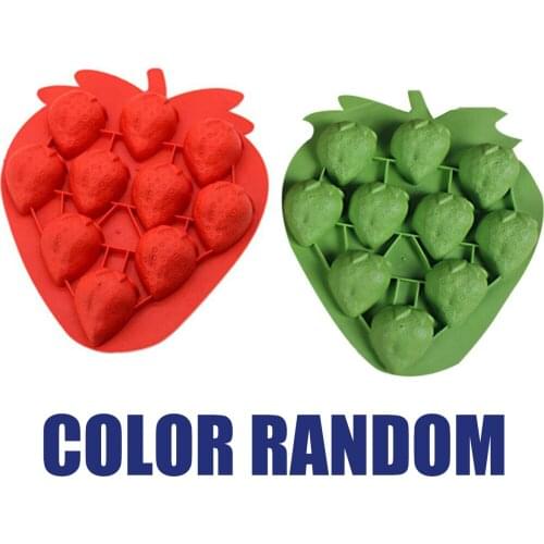 10 Cell 3D strawberry Cake Jelly Mold Food Grade Silicone Chocolate Sugarcraft Mold Tray Ice Cube Tools for Kitchen DIY Baking
