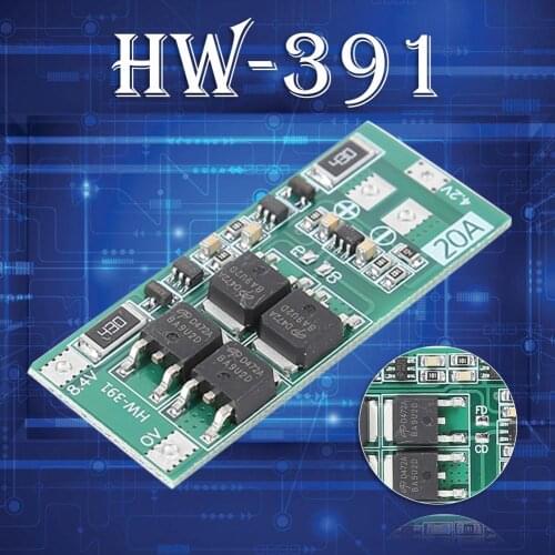 HW-391 2S 20A 7.4V 8.4V 18650 Lithium Battery Protection Board/BMS Board Standard/Balance DC 8.4-9V 48mm*20mm*4mm