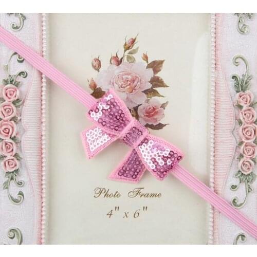 Infantile Girls Sequin Bow Headbands For Kids Solid Elastic Hair Band Large Gold Glitter Hair Bow Hair Accessories YH398