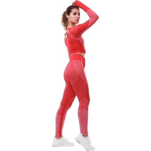 Yoga Sets Women Gym Sports Set Elastic Sports Hight Waist Leggings Sportswear Workout Sets Women Yoga Sets Women Gym Sports Set