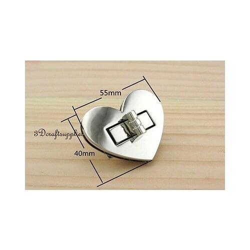 Turn lock wallet purse locks twist-locks Purse Flip Locks heart nickel 55 mm N45