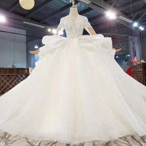 Lace Ball Gown Wedding Dress 2021 Long Sleeve Princess Bride Gown Customized Vestido De Noiva Bridal Dresses