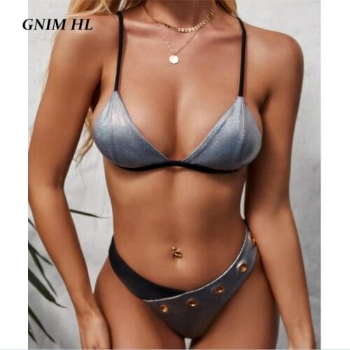 Sexy Stitching Color Bikini Swimwear Women 2020 High Cut Swim Bathing Suit Women Two Pieces Summer Beachwear Swimsuit Bqiuini