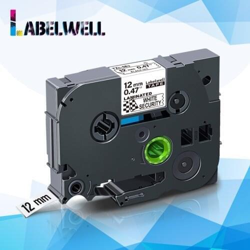 Labelwell 1pcs 12mm Security Label Tape TZe-SE3 tz SE3 tze SE3 Black on White compatible for Brother P-touch label maker 8M SE3