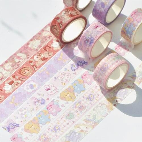 Ins Girl Rabbit Bear Washi Tape Japan Handbook Diy Decorative Tapes Kawaii Cartoon Seal Sticker Student Stationery Gifts