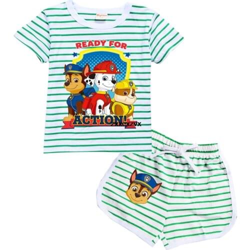 PAW PATROL2020 summer new childrens clothing cotton childrens short-sleeved T-shirt shorts two-piece suit set