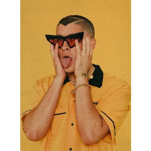 Rapper Bad Bunny phot Prints Faux Leather Sheets Home Club Bar Cafe Decor bag Materials 22*30CM A4