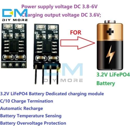 3.2V LiFePO4 Battery Charger Module 3.6V 1A CV/ CC wtih Overvoltage Protection Automatic Recharge Low-Power Sleep Module