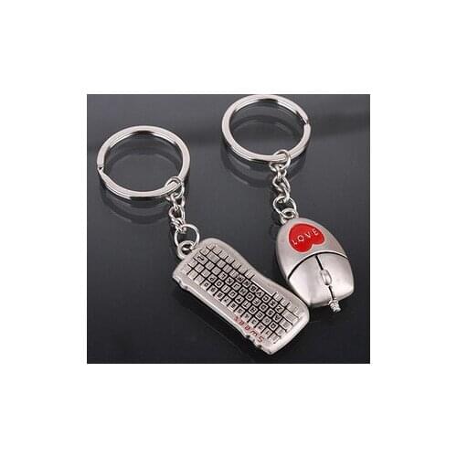 Mouse couple key chain keyboard couple key chain accessories