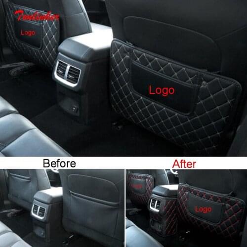 Tonlinker Interior Car Seat Back Anti-dirty Pad Cover sticker For GWM Poer 4X4 2020 Car styling 3 PCS PU Leather Cover Stickers