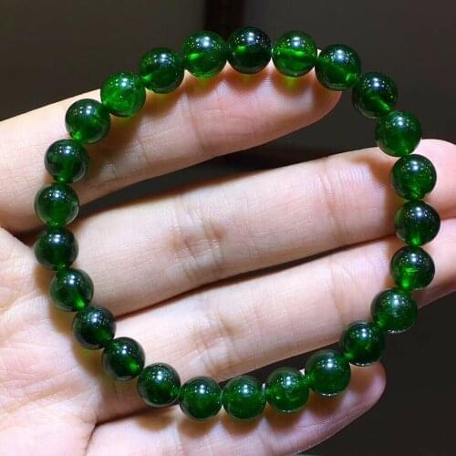 Genuine Natural Green Diopside Quartz Clear Round Beads Bracelet 7.8mm Women Men Fashion Stone Diopside Crystal AAAAAA