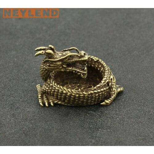 NEYLEND Creative Cool Chinese Retro Mini Living Room Office Brass Dragon Ashtray Small Ornaments Pure Copper Crafts