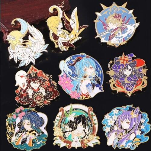 New Anime Genshin Impact Brooches Jujutsu Kaisen Figure Enamel Metal Badge Lapel Pins SK8 Big Collection Souvenir Cosplay Gift