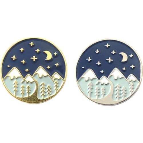 New Mountain Pins Night Sky Brooches Star Galaxy Badges Traveling Lapel Pins Travel Lover Gifts