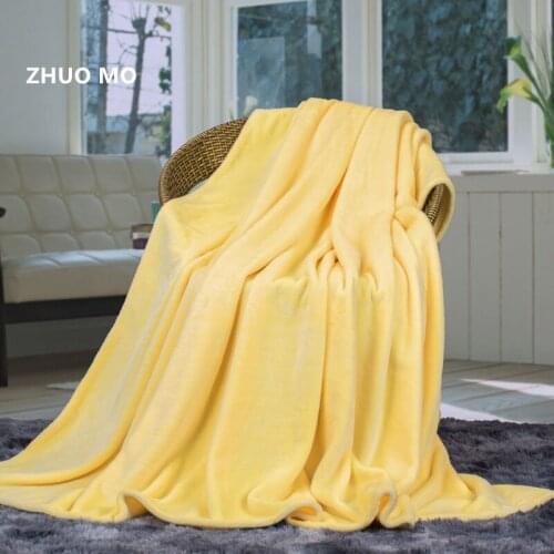 ZHUO MO solid Color Flannel Coral Fleece layer Blanket Super Soft Throw Blanket on Sofa Bed Plane Travel Home Textile Sheets