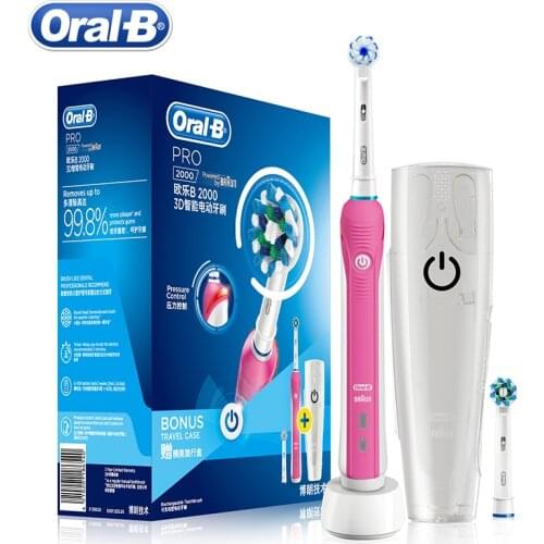Oral B D20524 Pro2000 3D Sonic-Rotation Smart Electric Toothbrush Visible Pressure Sensor Inductive Charging 2 Features