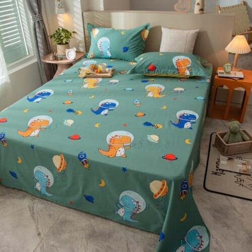 1pc Cartoon Dinosaur Fitted Sheet Cotton Bed Sheets Twin Full Queen King Size Bed Flat Sheet Bedspreads for Beds No Pillowcase