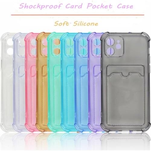 Shockproof Card Pocket Case for Samsung Galaxy A02S A32 Lite A325 A42 A52 A72 A82 A826 Note 10 Plus 20 Ultra Soft Silicone Cover