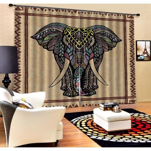 Elephant curtains 3D Curtain Printing Blockout Polyester Photo Drapes Fabric For Room Bedroom Window curtain