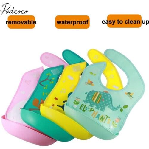 New Infant Baby Boys Girls Silicone Waterproof Bib Washable Roll Up Crumb Catcher Feeding Eating Cute Babys Bib