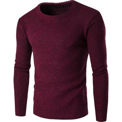 European and American new round neck slim sweater, fashion solid color casual youth long sleeve pullover sweater