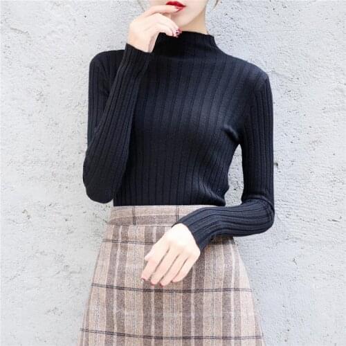 Jianabaolu Women Autumn And Winter Tops Mock Neck Slim-Fit Sweaters Bottoming Shirt Long Sleeved Pullovers Bottoming Sweater