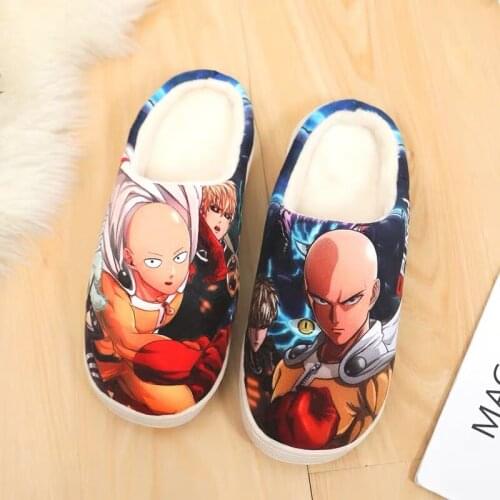 Anime Winter Cotton Slippers ONE PUNCH-MAN Unisex Cosplay Cartoon men women slippers shoes Home clothing