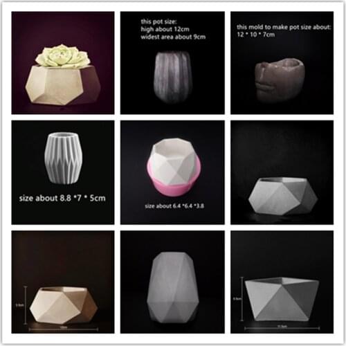 Creative Gardening Decoration Plants Flower Pot Concrete Silicone Molds DIY Cement Planter Mould for Cactus Succulents