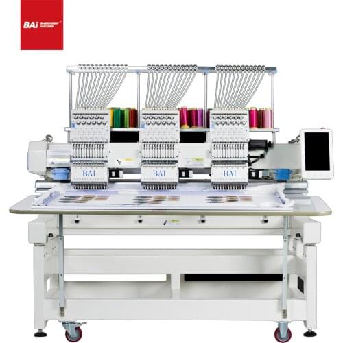 Bai High Speed Multi Head 12/15 Needles Automatic Computerized Embroidery Machine For Flat T-Shirt Hat