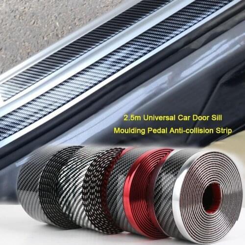 Universal Version 2.5M*5CM Carbon Fiber Car Door Protector Strip Car Bumper Protector Auto Sticker Decorative Strip Car Styling