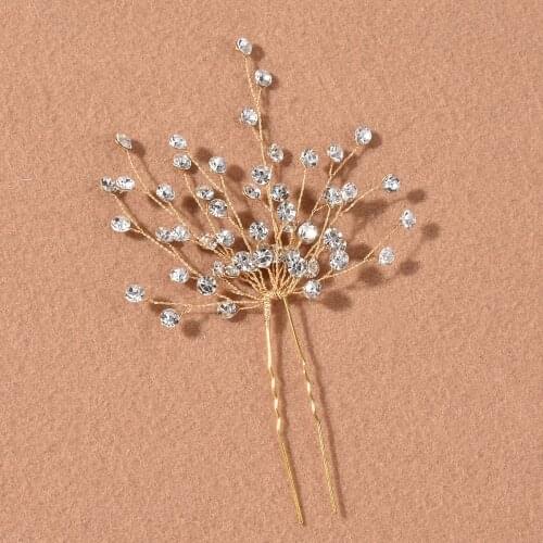 Golden Diamond Hairpin Headdress Comb Back Comb Hair Accessories Bridal Wedding Hair Decoration LL@17