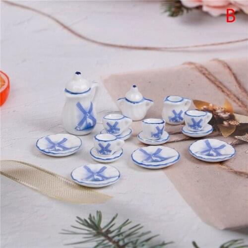 1 set Cute Mini Miniature food and play scene model doll house accessories Mini China Tea Cup Bottle Set Ceramic Tea Set