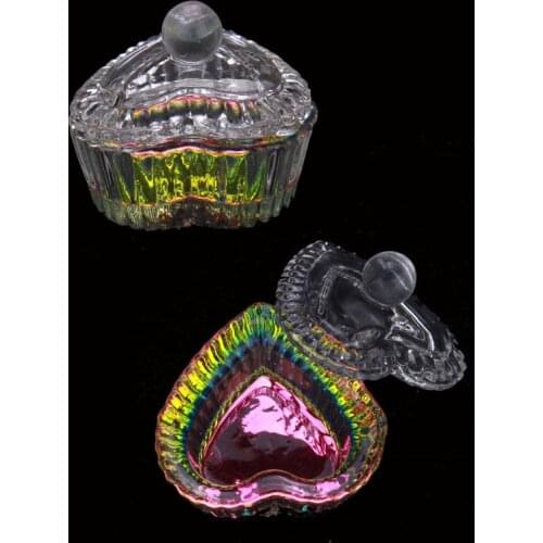 1Pc Rainbow Crystal Clear Acrylic Liquid Dish Glass Cup with Lid Bowl for Acrylic Powder Monomer Nail Art Tool