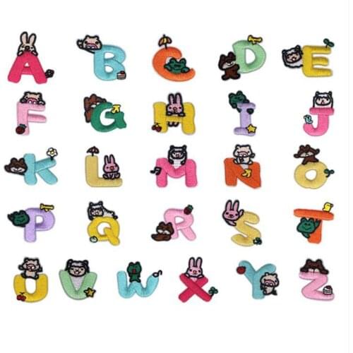 10pcs A-Z Cartoon Alphabet Letters Patch Embroidered English letters Iron On Patch For Clothing Badge Paste Bag Pant Jeans Coats