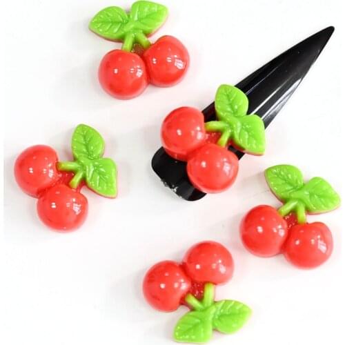 20Pcs/Bag Mini Cute Cherry Nail Art Decorations Red/Pink 3D Kawaii Resin Rhinestone Charms Luxury DIY Manicure Accessories MG#81