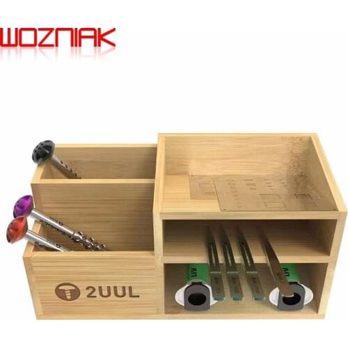 2uul Tool Wooden Storage Box Tweezers / screwdrivers Tin planting template Carving Knife Cleaning and Maintenance Tools Rack