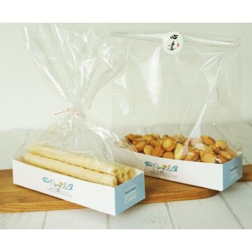 500PCS Clear Biscuit Cookie Candy Bread Plastic Bag Paperboard Packing Boxes Bakery Snack Box Puffs Bags Valentines Day