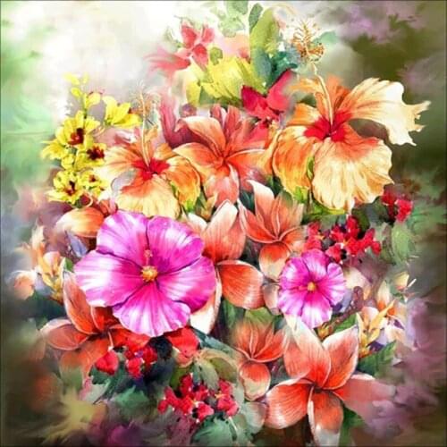 Old Street Home Diamond Painting Full Square Drill Colorful Flowers Diamond Painting Rhinestone Embroidery Cross Stitch Crystal