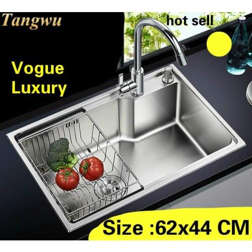Free shipping Apartment kitchen single trough sink vogue do the dishes 304 stainless steel luxury hot sell 620x440 MM