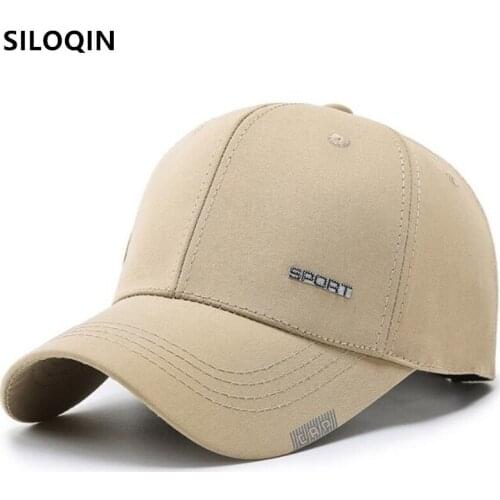 SILOQIN Adjustable Size Men Washed Cotton Baseball Caps Adult Mens Black Cap Snapback Cap Male Bone Casual Sports Hat Dad Hats