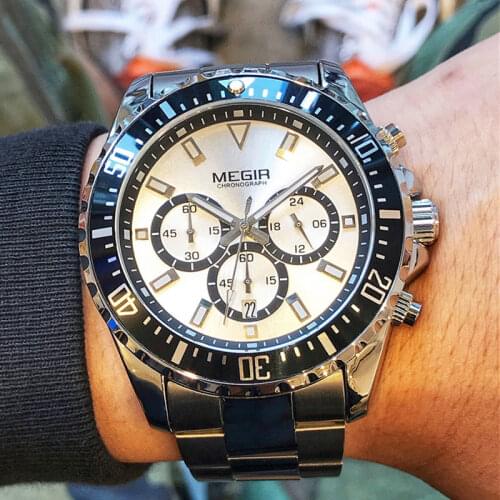 MEGIR Brand Business Quartz Watch Men Relogio Masculino Stainless Steel Army Military Watches Chronograph Wrist Watch Clock 2064
